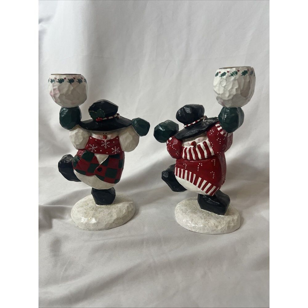 Partners In Pine "In The Meadow" Snowmen Candle Holders Coynes & Co